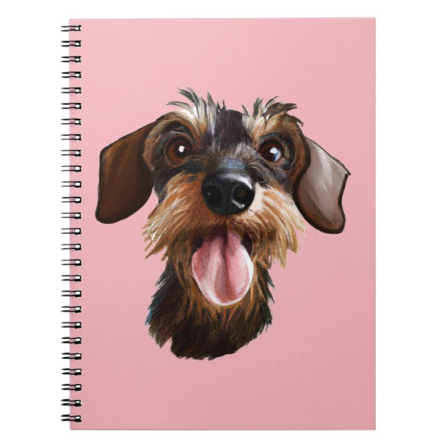 Caderno Espiral Happy Wirehaired Dachshund (Frente)