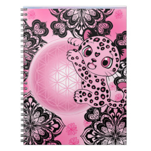 Caderno Espiral Harmonia de Leopardo Rosa