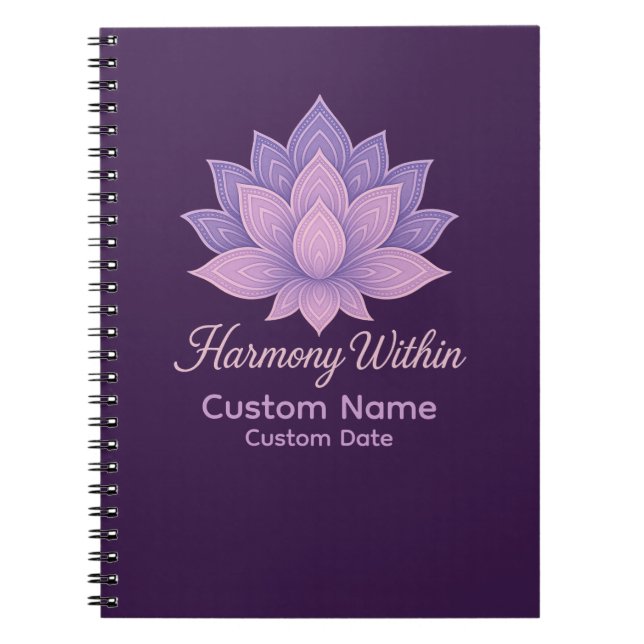 Caderno Espiral Harmonia no Lotus Mandala Personalizada (Frente)