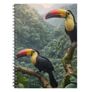 Caderno Espiral Harmonia tropical: Dois tucanos na cobertura
