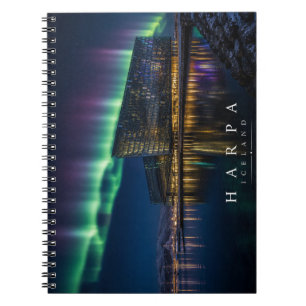 Caderno Espiral Harpa Reykjavik Sob as Luzes do Norte