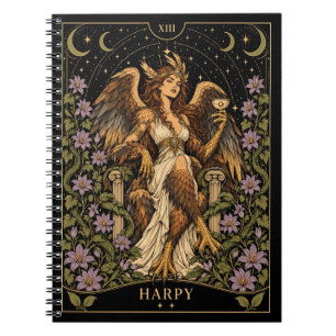 Caderno Espiral Hárpia, Arte do Tarot Estrelado