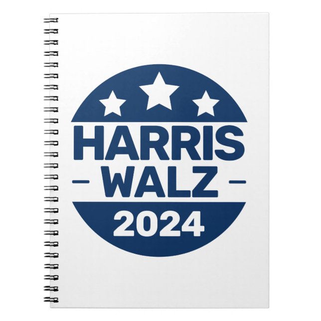 Caderno Espiral Harris Walz 2024 Eleição Kamala Harris Tim Walz (Frente)