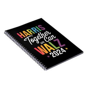 Caderno Espiral Harris Walz 2024 Kamala Juntos Podemos LGBT