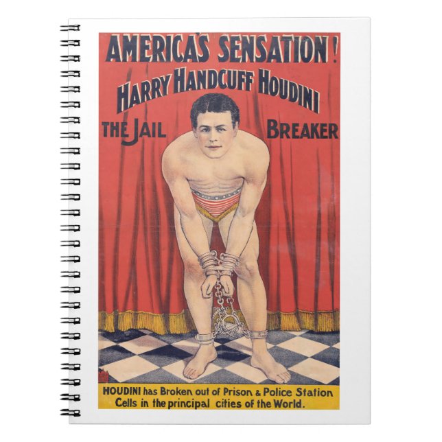 Caderno Espiral Harry Handcuff Houdini, o quebrador da prisão de 1 (Frente)