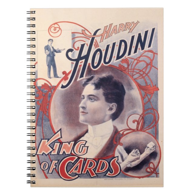 Caderno Espiral Harry Houdini, rei das cartas 1895 (Frente)