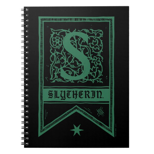 Caderno Espiral Harry Potter | Banner Monograma Slytherin (Frente)