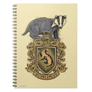 Caderno Espiral Harry Potter   Brasão de armas da Hufflepuff com T