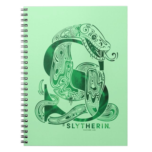 Caderno Espiral Harry Potter | Gráfico Aguamenti SLYTHERIN™ (Frente)