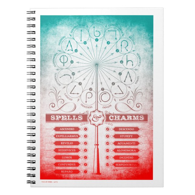 Caderno Espiral Harry Potter Spell | Gráfico de Instrução Wand (Frente)