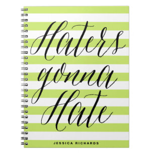 Caderno Espiral Hater Vai Odiar Notebook de caligrafia moderna