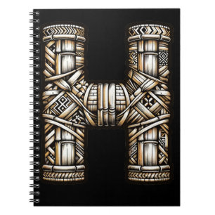 Caderno Espiral Havaí Polinésia Aloha - Letra H Personalizada Inic