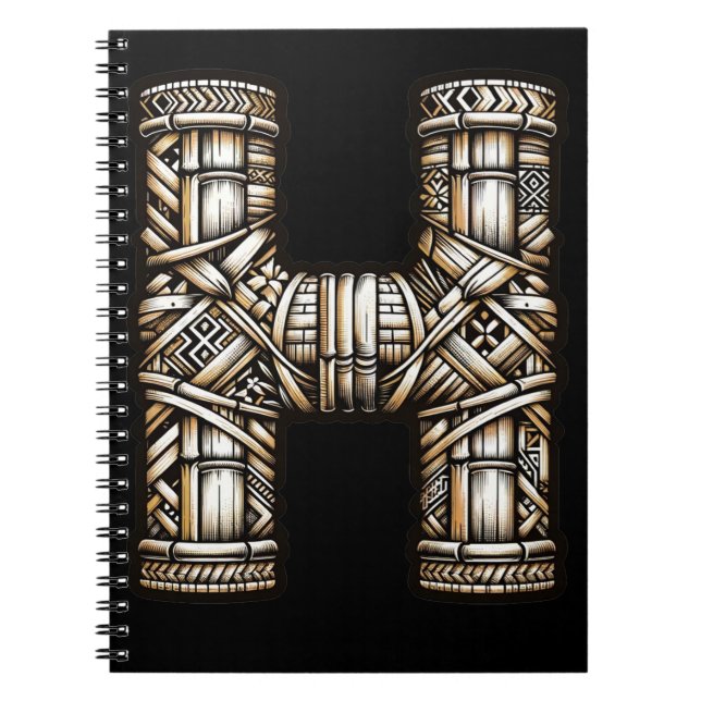 Caderno Espiral Havaí Polinésia Aloha - Letra H Personalizada Inic (Frente)