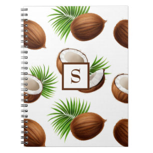 Caderno Espiral Havaiano Coconuts Monograma Tropical