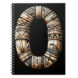 Caderno Espiral havaiano Polinésia Aloha - Letra O Personalizada I