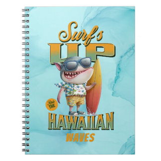 Caderno Espiral Hawaiian Waves Surf Pidgin Slang Shark