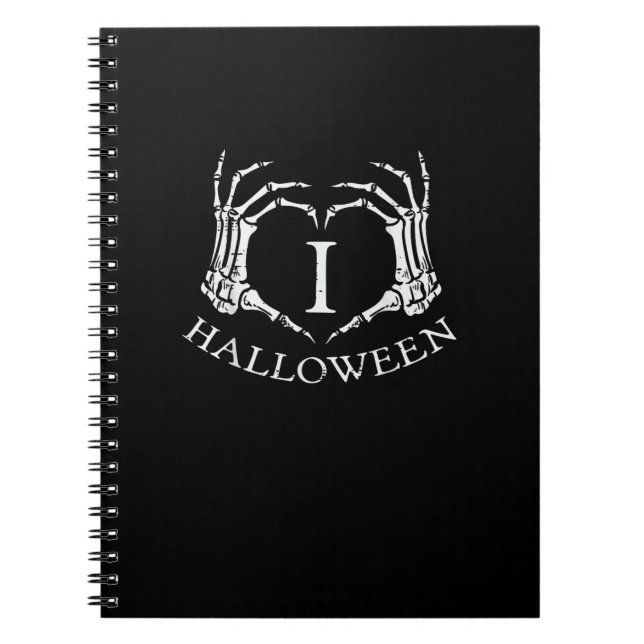 Caderno Espiral Heart Halloween Skeleton Figurume Men Mulheres Ki (Frente)