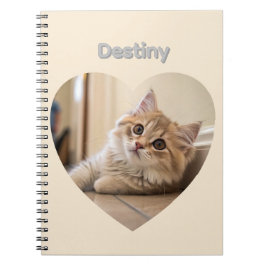 Caderno Espiral Heart-Shaped Cat Design
