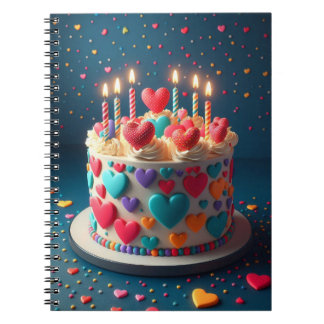Caderno Espiral Hearts Birth Cake
