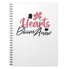 Caderno Espiral Hearts Bloom Anew - citação Floral Inspiracional