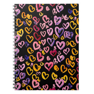 Caderno Espiral Hearts Galore: Padrão Sem Costura De Aquarela