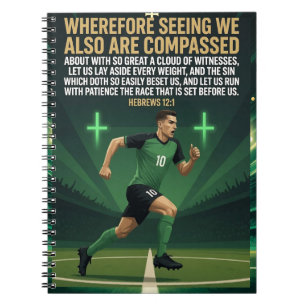 Caderno Espiral Hebreus 12:1 KJV Corredor de Futebol