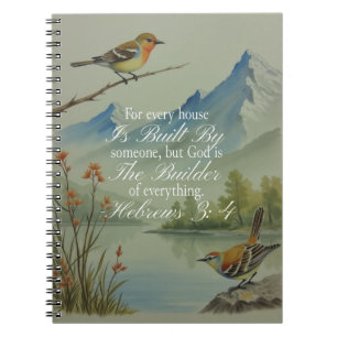 Caderno Espiral Hebreus 3:4 Deus o Construtor Escritura   Cristão