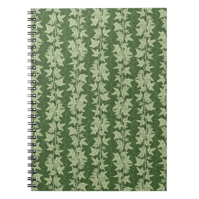 Caderno Espiral Hedera Ivy Vines - padrão botânico verde L_D. (Frente)