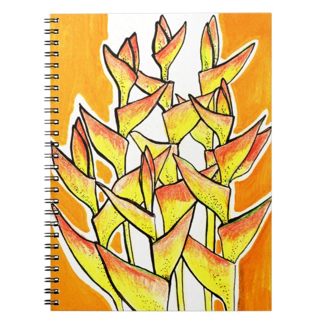 Caderno Espiral Heliconia Flói Arte Floral Trópica Bold (Frente)