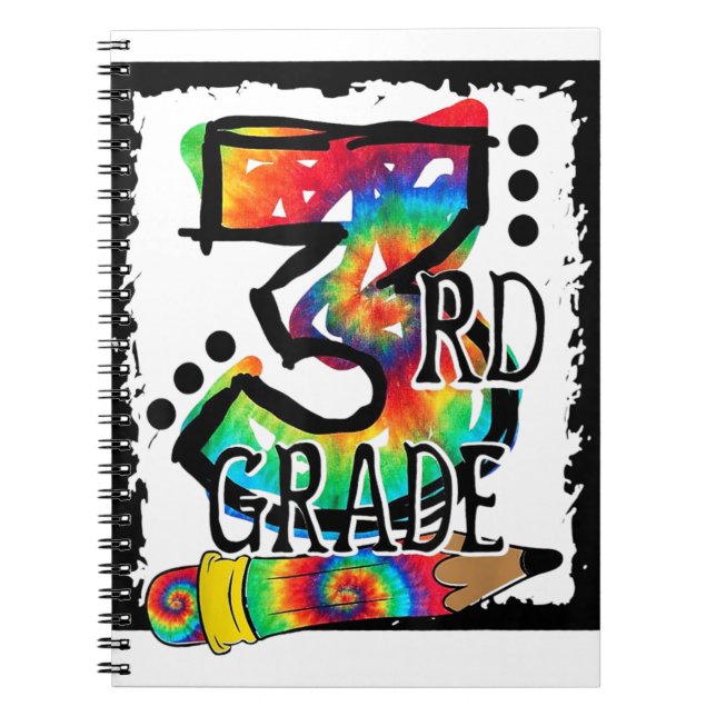 Caderno Espiral Hello 3rd Grade Third Grade Teacher Tie Dye Back T (Frente)