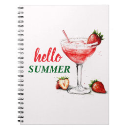 Caderno Espiral Hello Summer | Strawberry Cocktail Notebook