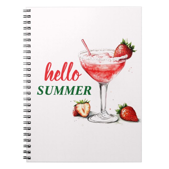 Caderno Espiral Hello Summer | Strawberry Cocktail Notebook (Frente)