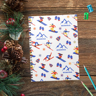 Caderno Espiral Hemsedal Norway Ski Snowboard Pattern