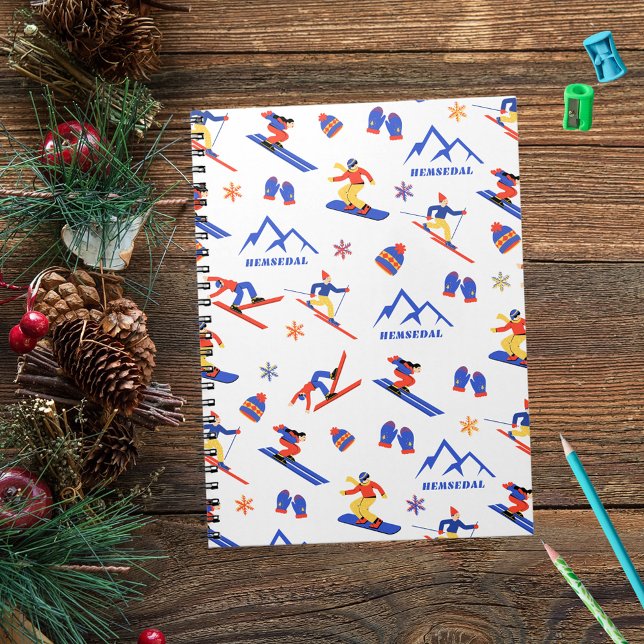 Caderno Espiral Hemsedal Norway Ski Snowboard Pattern (Criador carregado)