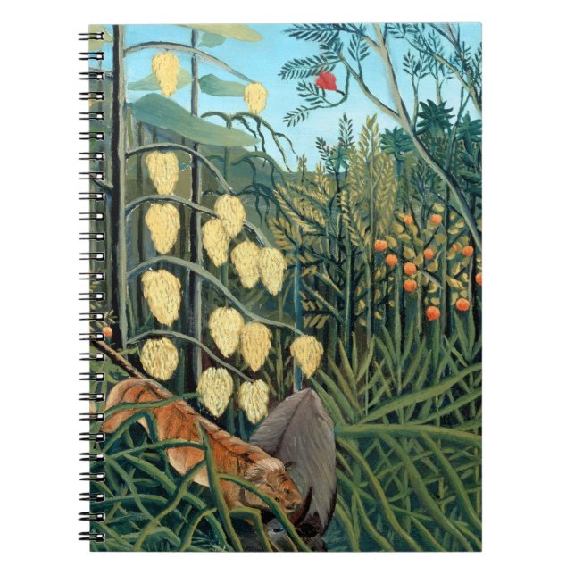 Caderno Espiral Henri Rousseau - Batendo Tiger e Buffalo (Frente)