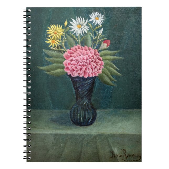 Caderno Espiral Henri Rousseau - Dahlia and Daisies in a Vase (Frente)