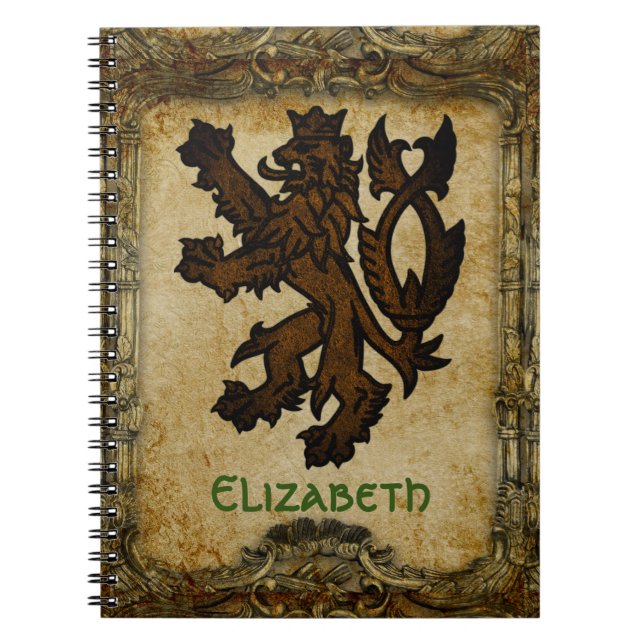Caderno Espiral Heráldico Rampant Lion Personalizado (Frente)