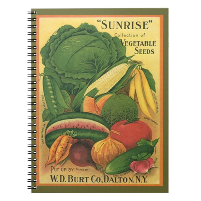 Caderno Espiral Herança da nota do jardim do catálogo de semente (Frente)