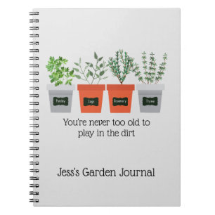 Caderno Espiral Herbáceas de citação divertida de Diário de jardim