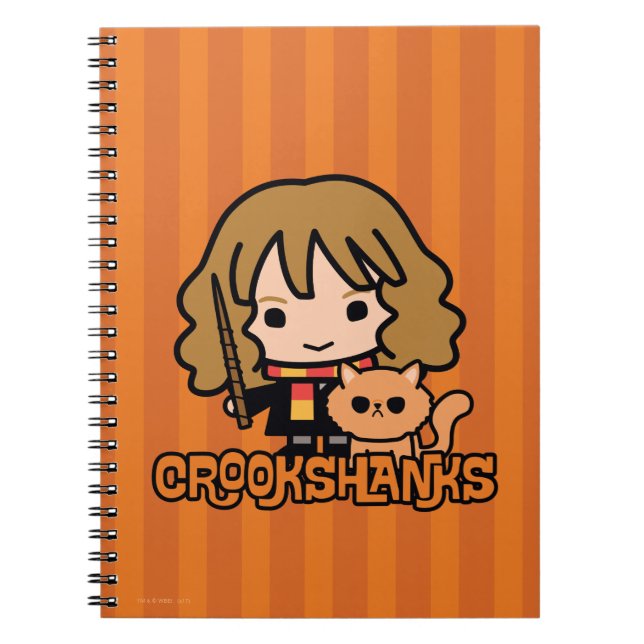 Caderno Espiral Hermione e Crookshanks de desenho animado (Frente)
