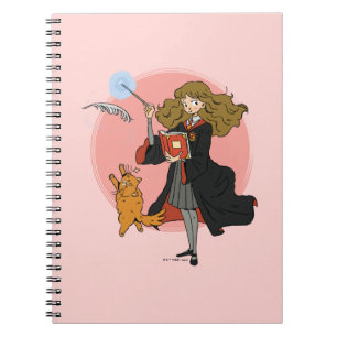 Caderno Espiral Hermione e Crookshanks Wingardium Leviosa