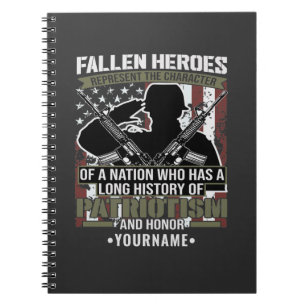 Caderno Espiral Heróis do Fallen representam o caráter de uma naçã