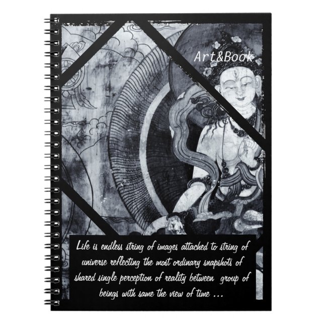 Caderno Espiral Heruka Buddha n.º 3 - Tibete, Arte em BW (Notebook (Frente)