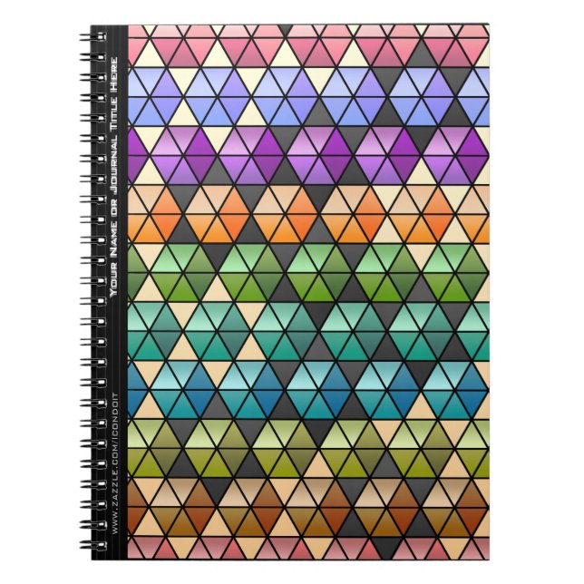 Caderno Espiral Hexagon Quilt (Arco-Íris Quente - Personalizado) (Frente)