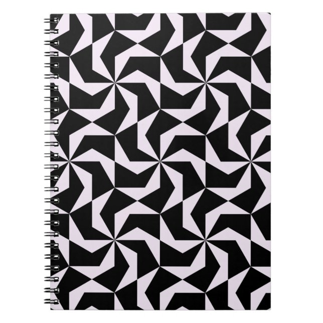 Caderno Espiral Hexágono Geométrico Abstrato preto e rosa sem cost (Frente)