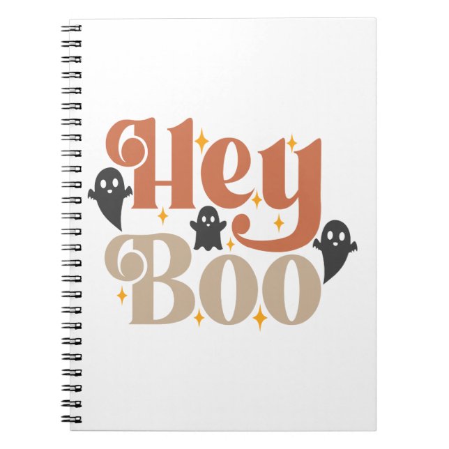 Caderno Espiral Hey Boo Boho Halloween Hey Boo Ghost (Frente)