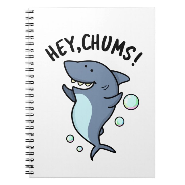 Caderno Espiral Hey Chums Funny Toothy Shark Pun (Frente)