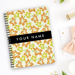 Caderno Espiral Hibisco Amarelo, Hibisco Laranja, Seu Nome