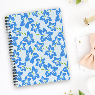 Caderno Espiral Hibisco Azul, Flores Azuis, Padrão De Flores