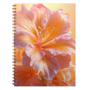Caderno Espiral Hibisco Floral Dourado Vibrante